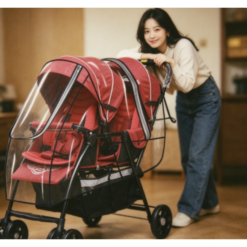 Stroller Rain Cover - Водонепроницаемый чехол для двойной детской коляски