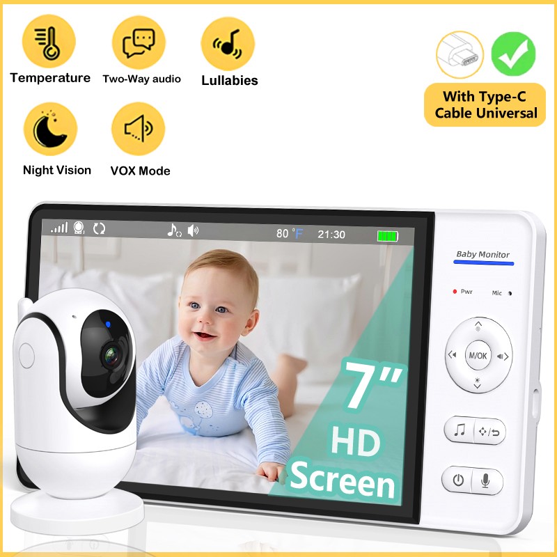 Baby Products Video - Без Wi-Fi, 7-дюймовая радионяня, двусторонняя аудиосвязь,